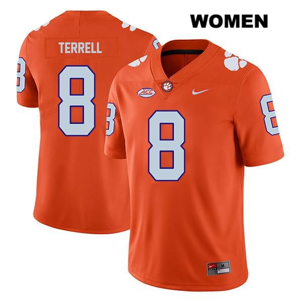 Women's Clemson Tigers #8 A.J. Terrell Stitched Orange Legend Authentic Nike NCAA College Football Jersey ZHV5346PJ